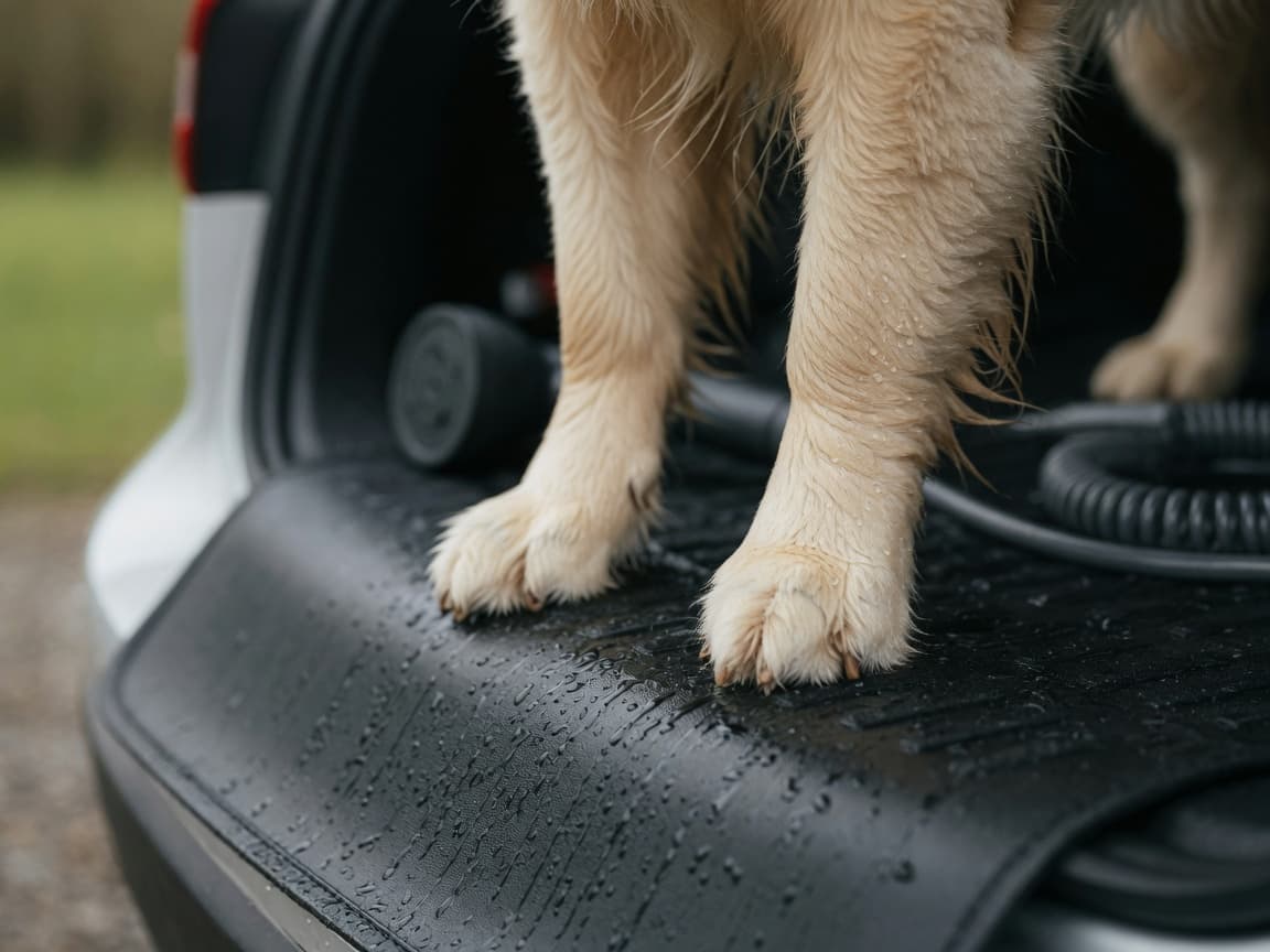 Clean dog paws after rinsing with CampRinse